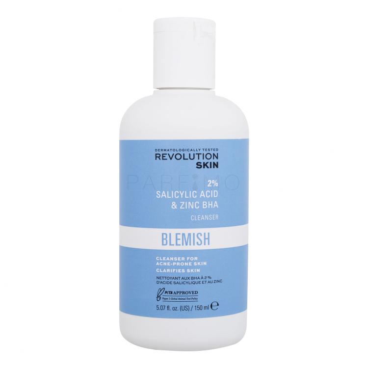 Revolution Skincare Blemish 2% Salicylic Acid &amp; Zinc BHA Cleanser Gel detergente donna 150 ml