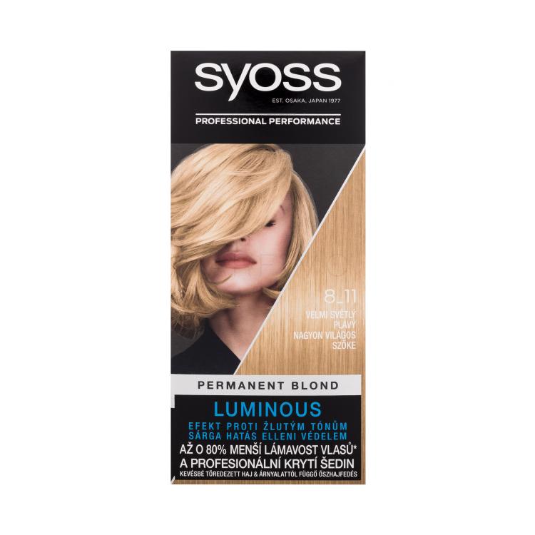 Syoss Permanent Coloration Permanent Blond Tinta capelli donna 50 ml Tonalità 8-11 Very Light Blond