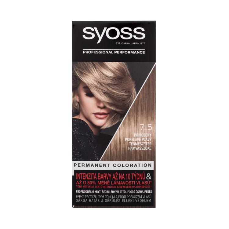 Syoss Permanent Coloration Tinta capelli donna 50 ml Tonalità 7-5 Natural Ashy Blond