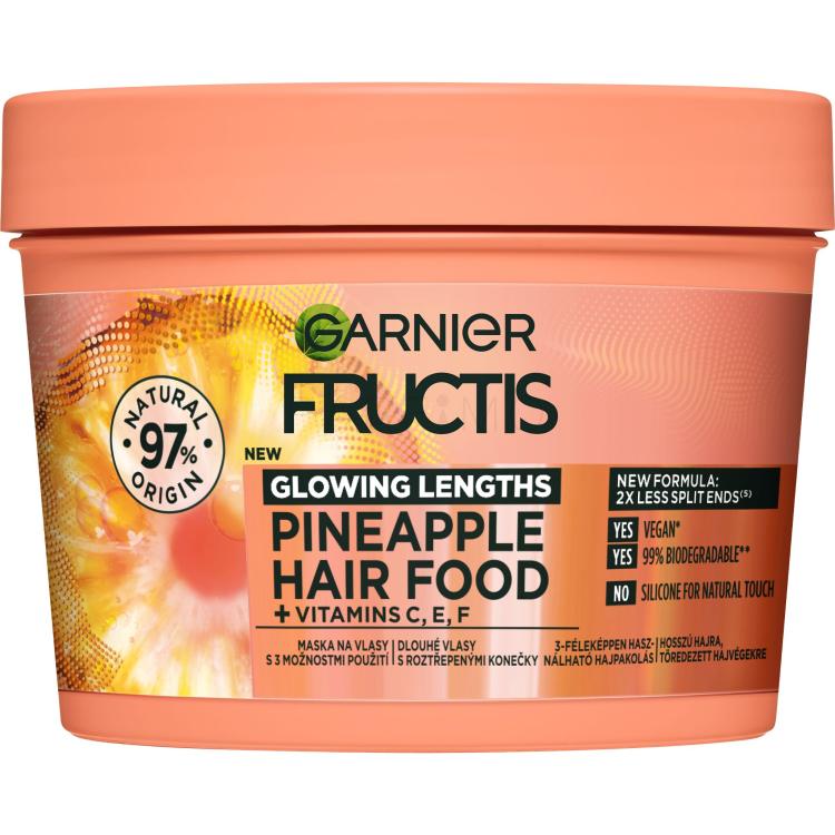 Garnier Fructis Hair Food Pineapple Glowing Lengths Mask Maschera per capelli donna 400 ml