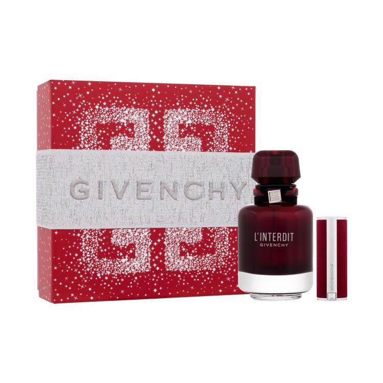 Givenchy L&#039;Interdit Rouge Pacco regalo eau de Parfum 50 ml + rossetto Le Rouge Deep Velvet 1,5 g 37 Rouge Grainé