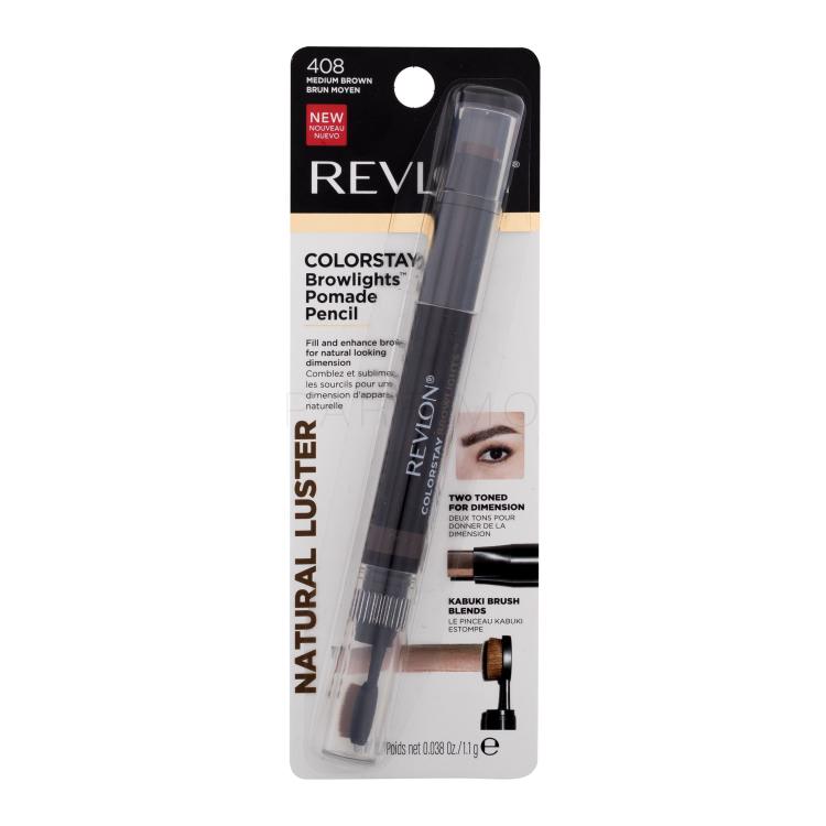 Revlon Colorstay Browlights Pomade Pencil Matita sopracciglia donna 1,1 g Tonalità 408 Medium Brown