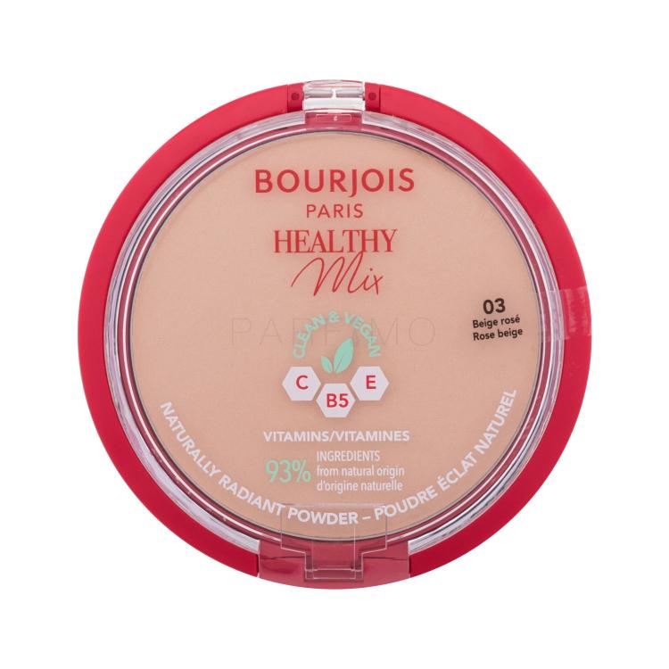 BOURJOIS Paris Healthy Mix Clean &amp; Vegan Naturally Radiant Powder Cipria donna 10 g Tonalità 03 Rose Beige