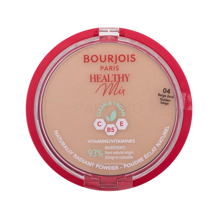 BOURJOIS Paris Healthy Mix Clean &amp; Vegan Naturally Radiant Powder Cipria donna 10 g Tonalità 04 Golden Beige