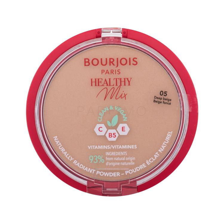 BOURJOIS Paris Healthy Mix Clean &amp; Vegan Naturally Radiant Powder Cipria donna 10 g Tonalità 05 Deep Beige