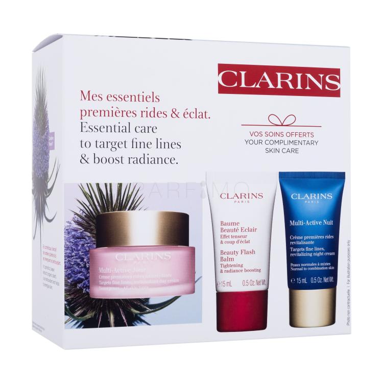 Clarins Multi-Active Jour Pacco regalo crema per la pelle giorno Multi-Active Day 50 ml + crema per la pelle notte Multi-Active Night 15 ml + balsamo per la pelle Beauty Flash Balm 15 ml