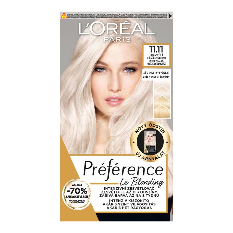 L&#039;Oréal Paris Préférence Le Blonding Tinta capelli donna 1 pz Tonalità 11.11 Ultra Light Cold Crystal Blonde