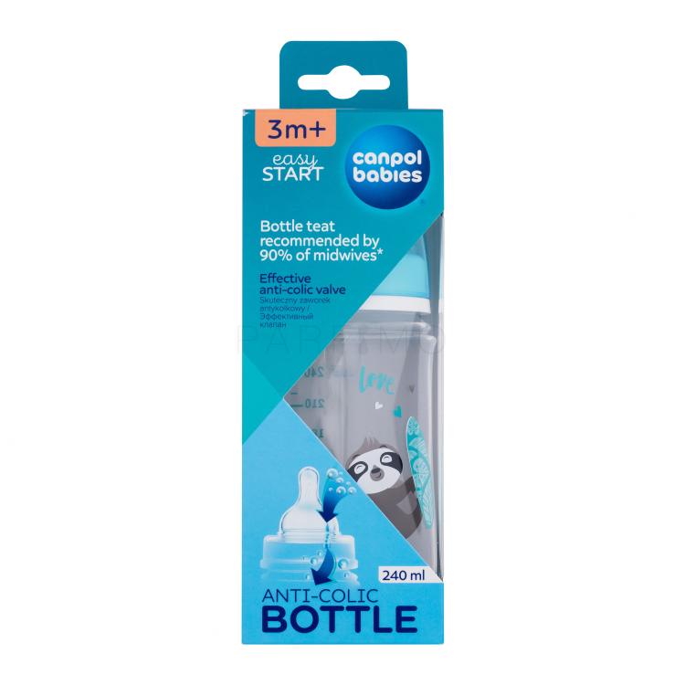 Canpol babies Exotic Animals Easy Start Anti-Colic Bottle Blue 3m+ Biberon bambino 240 ml