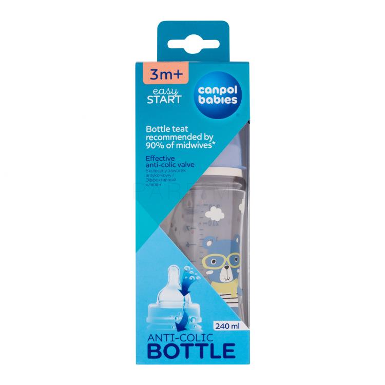 Canpol babies Bonjour Paris Easy Start Anti-Colic Bottle Blue 3m+ Biberon bambino 240 ml