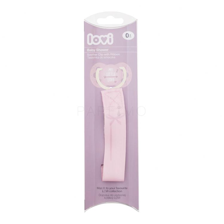 LOVI Baby Shower Soother Clip With Ribbon Girl Catena per il ciuccio bambino 1 pz