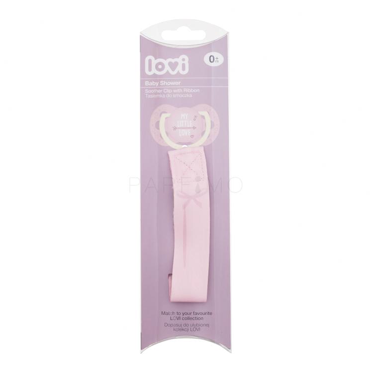 LOVI Baby Shower Soother Clip With Ribbon Girl Catena per il ciuccio bambino 2 pz