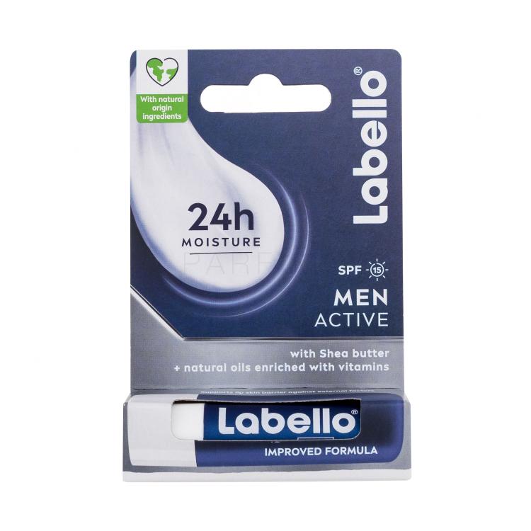 Labello Men Active 24h Moisture Lip Balm SPF15 Balsamo per le labbra uomo 4,8 g