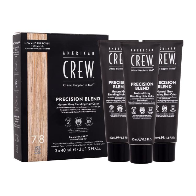 American Crew Precision Blend Natural Grey Blending Hair Color Tinta capelli uomo Tonalità 7/8 Light Claro Clair Blond Set