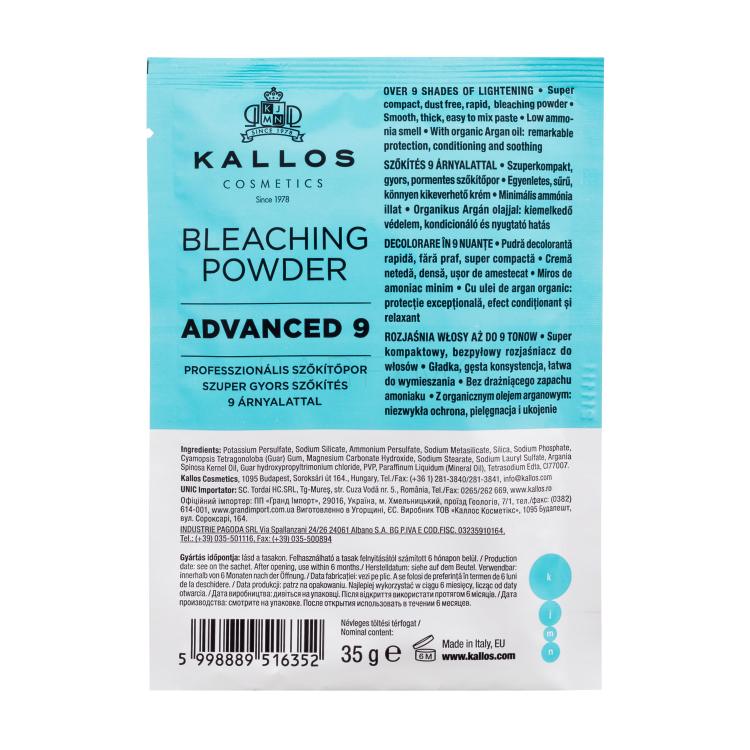 Kallos Cosmetics KJMN Advanced 9 Bleaching Powder Tinta capelli donna 35 g