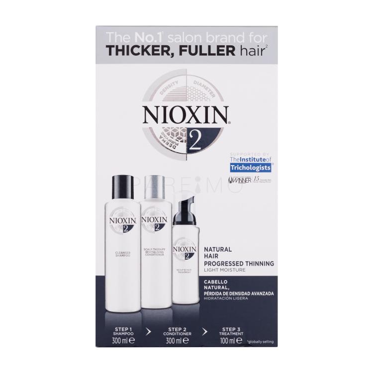 Nioxin System 2 Pacco regalo shampoo System 2 Cleanser Shampoo 300 ml + balsamo System 2 Revitalising Conditioner 300 ml + cura dei capelli System 2 Scalp &amp; Hair Treatment 100 ml
