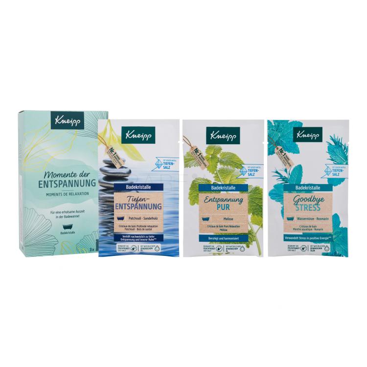 Kneipp Wellness Moment Pacco regalo sale da bagno Goodbye Stress 60 g + sale da bagno Pure Relaxation alla melissa 60 g + sale da bagno Deep Relaxation 60 g
