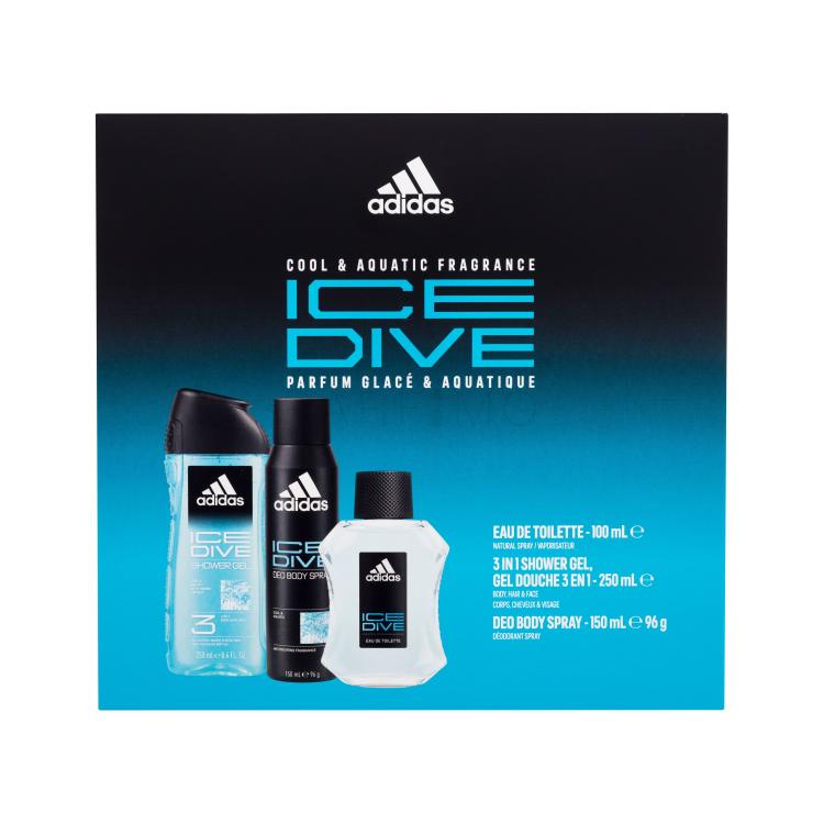 Adidas Ice Dive Pacco regalo eau de toilette 100 ml + deodorante 150 ml + gel doccia 250 ml