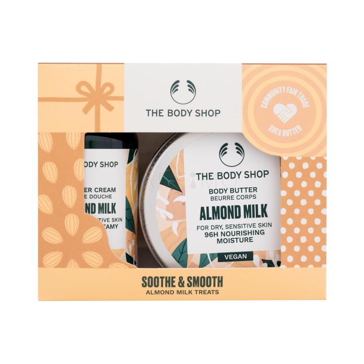 The Body Shop Almond Milk Soothe &amp; Smooth Pacco regalo doccia crema Shower Cream Almond Milk 60 ml +  burro per il corpo Body Butter Almond Milk 50 ml