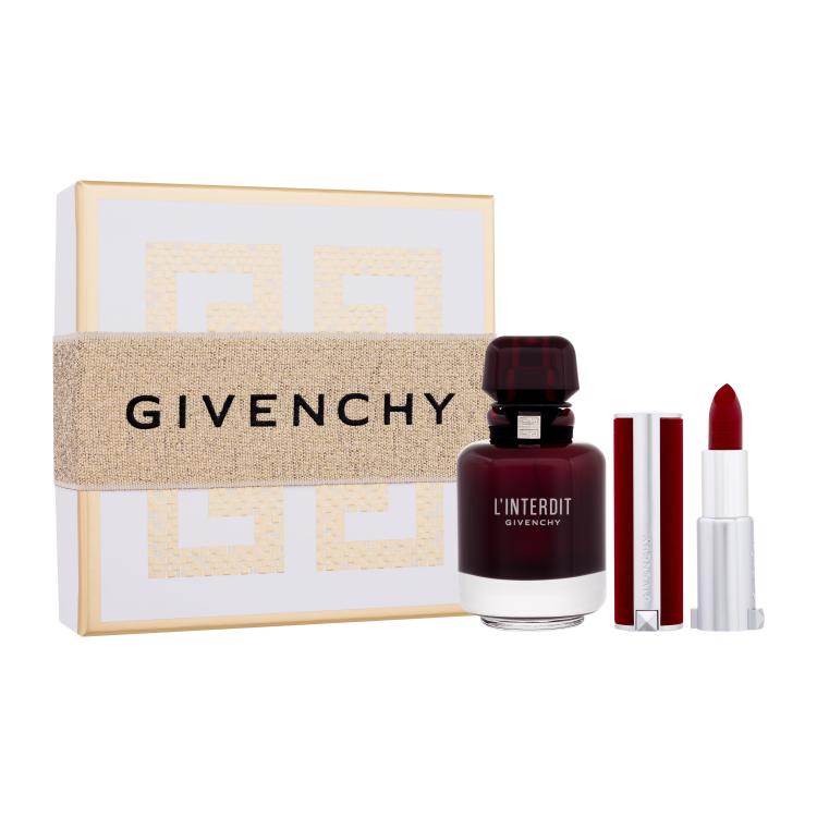 Givenchy L&#039;Interdit Rouge Pacco regalo eau de parfum 50 ml + rossetto Le Rouge Deep Velvet 3,4 g 37 Rouge Grainé