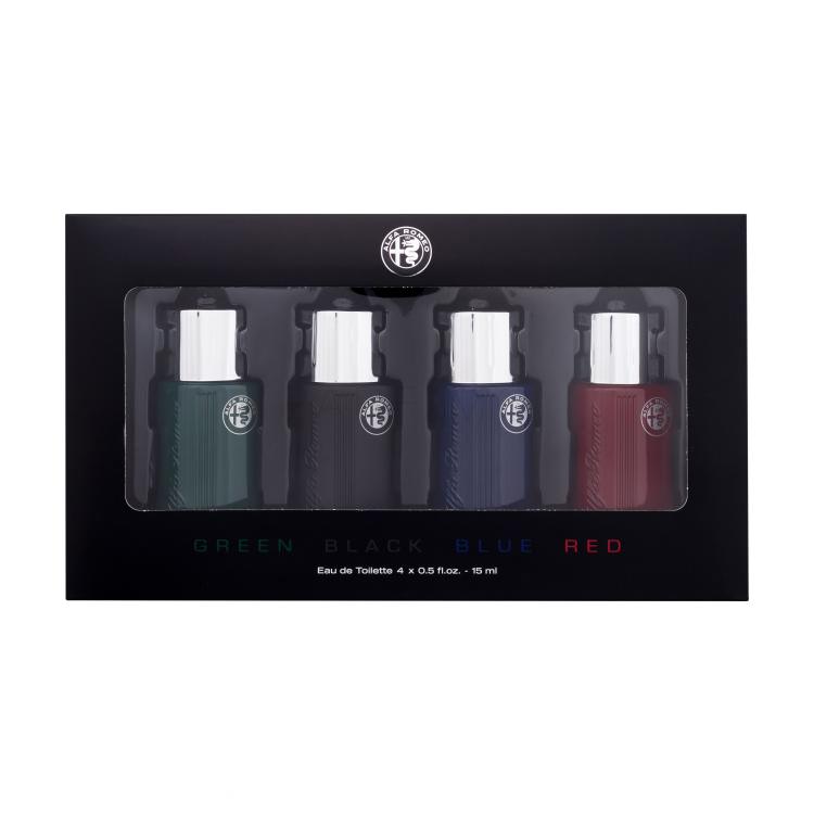 Alfa Romeo Green Pacco regalo eau de toilette Green 15 ml + eau de toilette Black 15 ml + eau de toilette Blue 15 ml + eau de toilette Red 15 ml