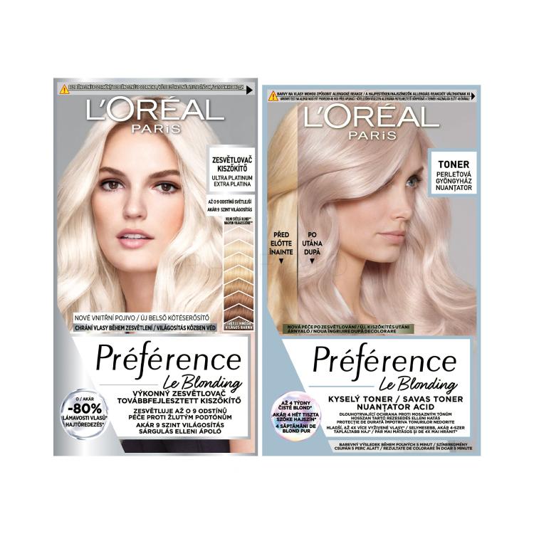 Set Tinta capelli L&#039;Oréal Paris Préférence Les Blondissimes + Tinta capelli L&#039;Oréal Paris Préférence Le Blonding Toner