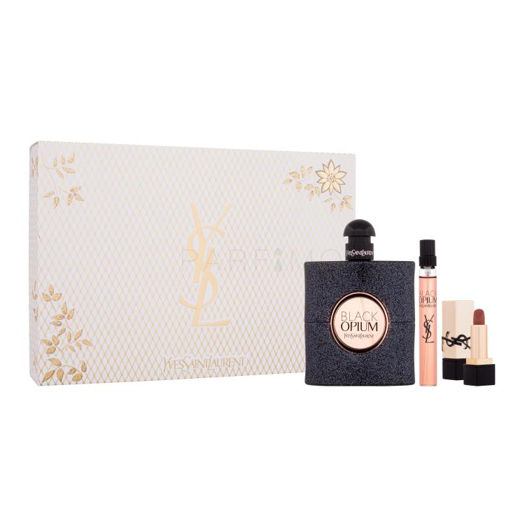 Yves Saint Laurent Black Opium Pacco regalo eau de parfum 90 ml + eau de parfum 10 ml + rossetto Rouge Pur Couture 1,3 g NM Nu Muse