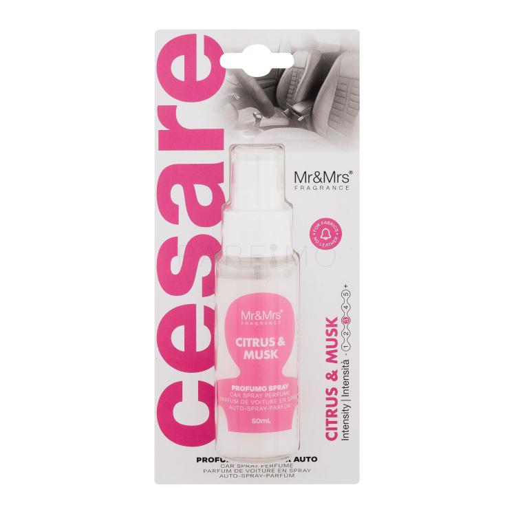 Mr&amp;Mrs Fragrance Cesare Car Spray Perfume Citrus &amp; Musk Deodorante per auto 50 ml