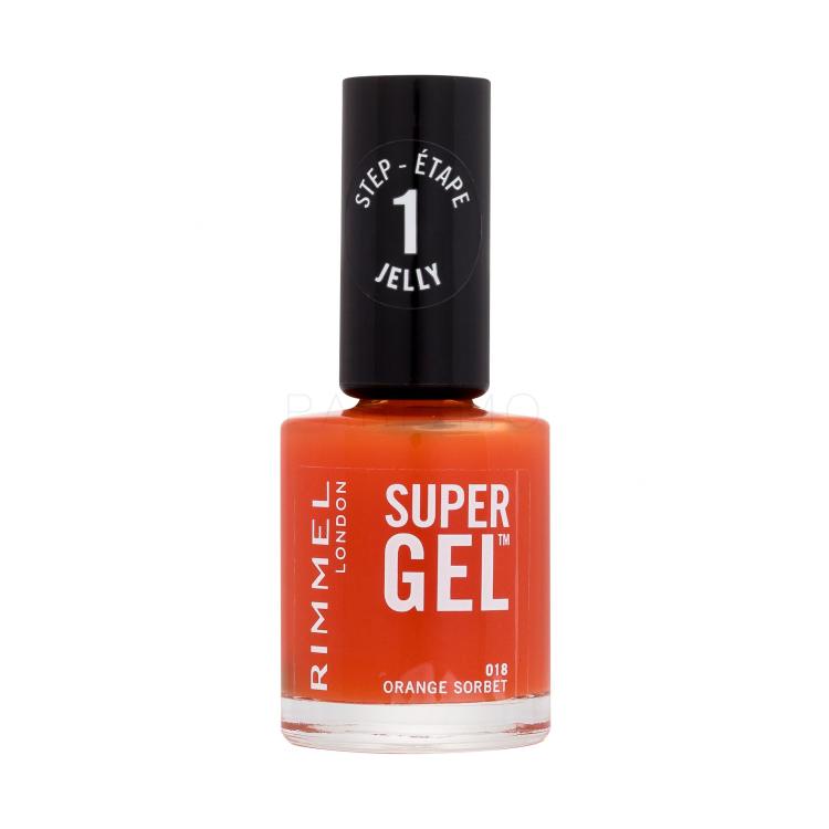 Rimmel London Super Gel STEP1 Smalto per le unghie donna 12 ml Tonalità 018 Orange Sorbet