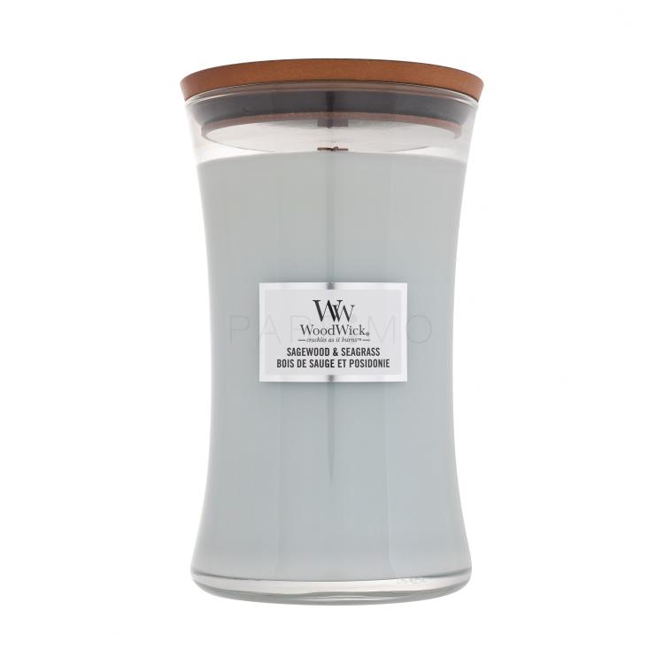 WoodWick Sagewood &amp; Seagrass Candela profumata 610 g