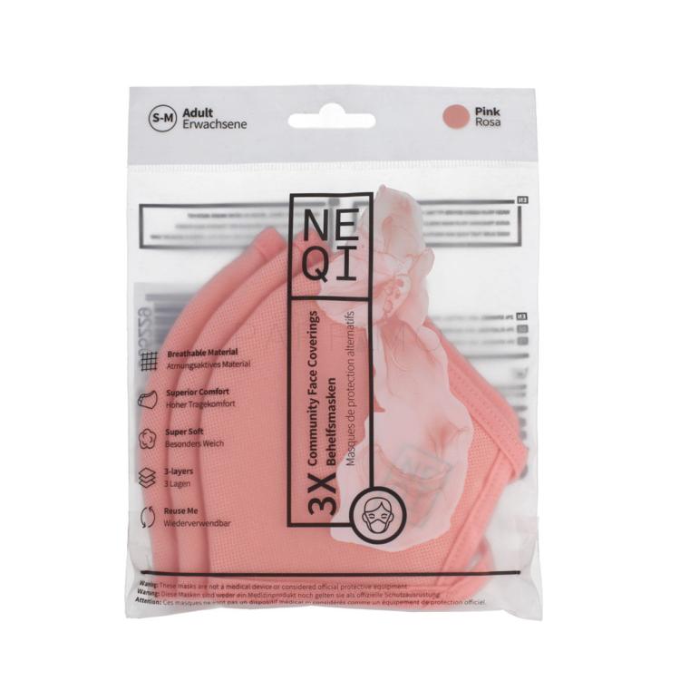 NEQI Adult Community Face Coverings S-M Pink Mascherine e respiratori 3 pz