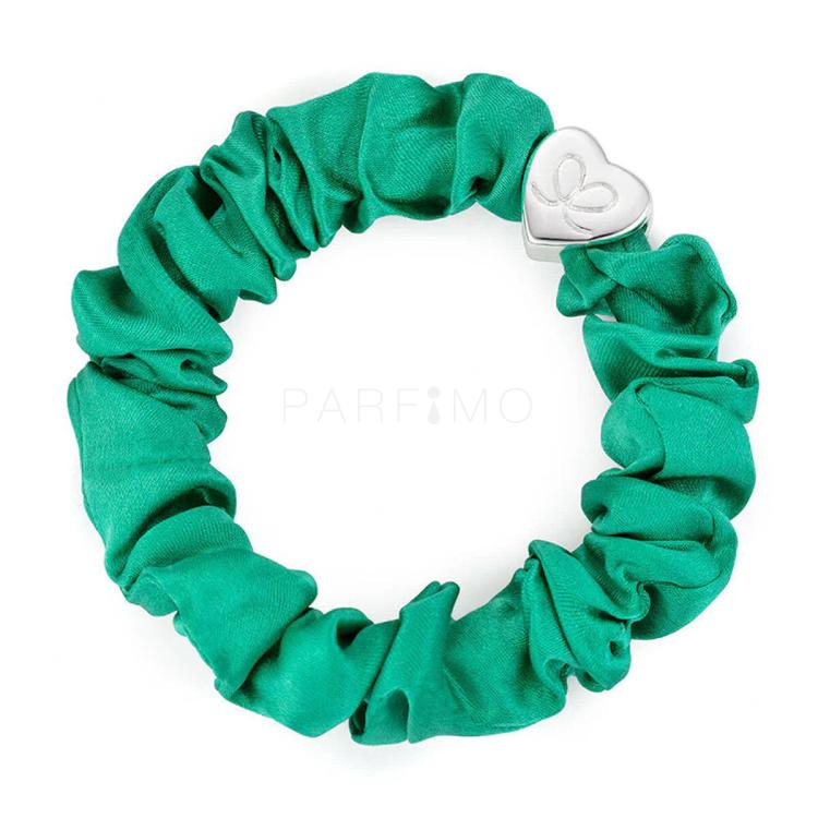 By Eloise London Silk Scrunchie Silver Heart Elastico per capelli donna 1 pz Tonalità Jungle Green