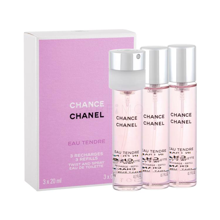 Chanel Chance Eau Tendre 3x 20 ml Eau de Toilette donna Ricarica 20 ml