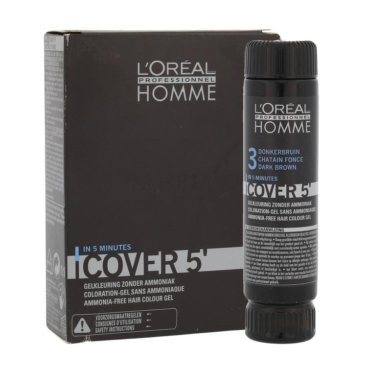 L&#039;Oréal Professionnel Homme Cover 5´ Tinta capelli uomo 3x50 ml Tonalità 3 Dark Brown