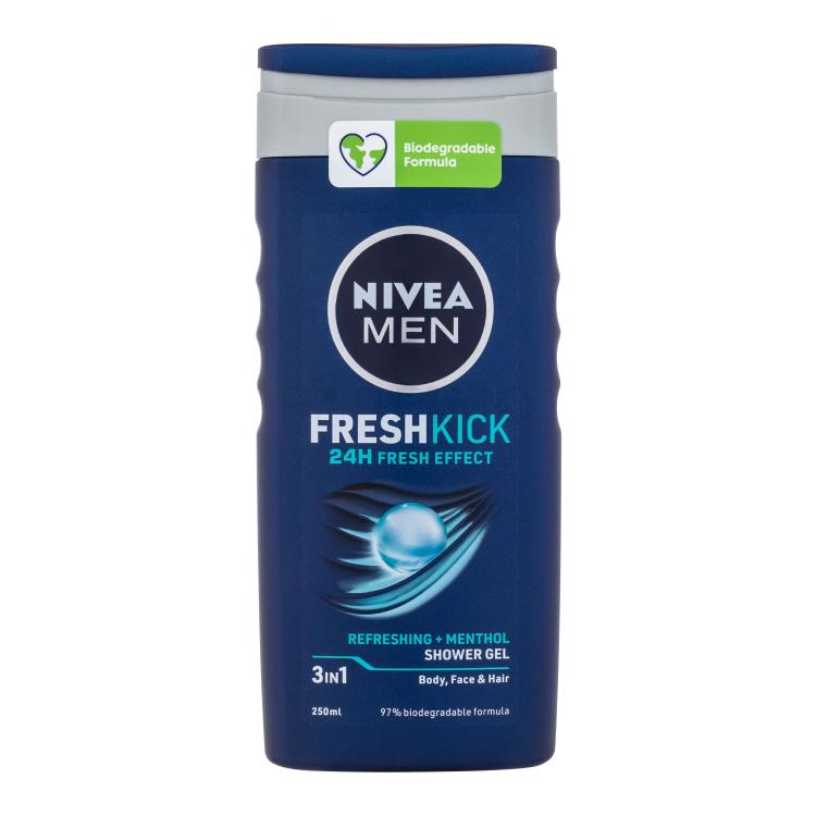 Nivea Men Fresh Kick Shower Gel 3in1 Doccia gel uomo 250 ml