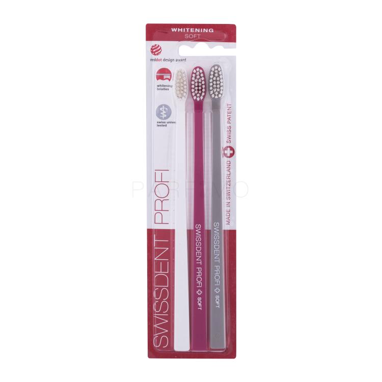 Swissdent Profi Whitening Trio Soft Spazzolino da denti 3 pz Tonalità White, Pink, Grey