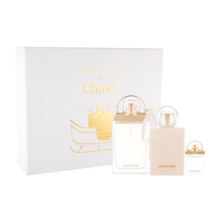Chloé Love Story Pacco regalo Eau de Parfum 75 ml + lozione per il corpo 100 ml + Eau de Parfum 7,5 ml