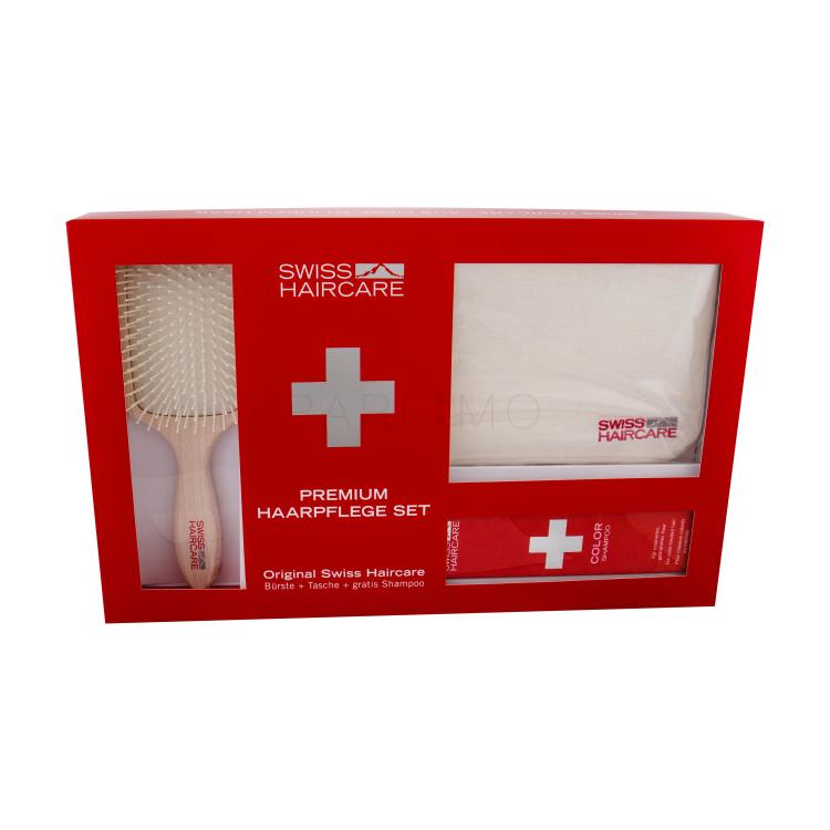 Swiss Haircare Premium Pacco regalo spazzola piatta per i capelli Paddle spazzola 1 pz + shampoo per capelli colorati 200 ml + borsetta