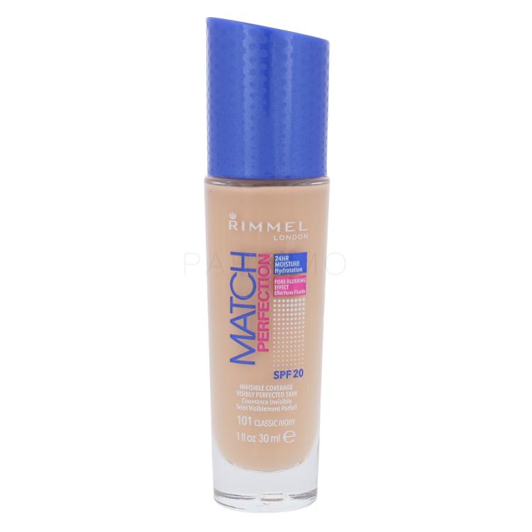 Rimmel London Match Perfection SPF20 Fondotinta donna 30 ml Tonalità 101 Classic Ivory