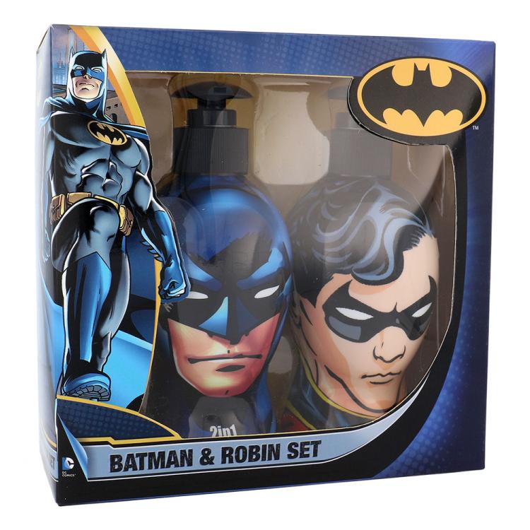 DC Comics Batman &amp; Robin Pacco regalo shampoo &amp; doccia gel 2v1 Batman 300 ml + doccia gel Robin 300 ml