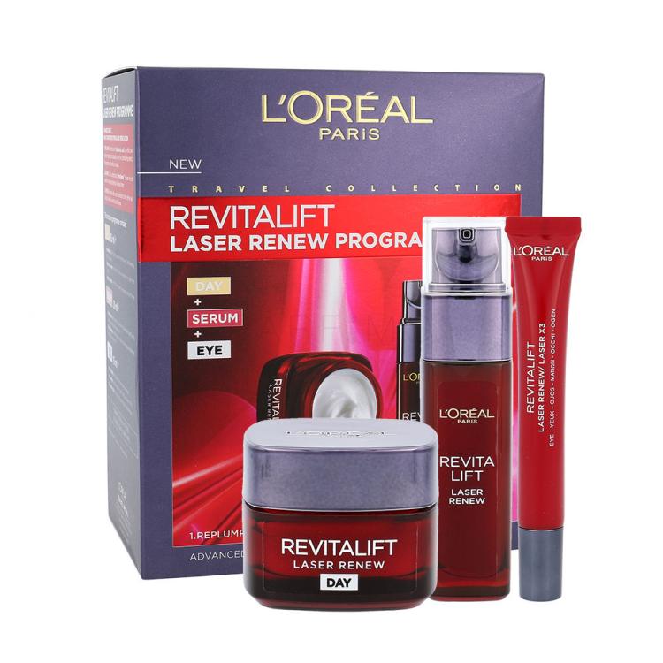 L&#039;Oréal Paris Revitalift Laser Renew Pacco regalo cura quotidiana della pelle 50 ml + siero per la pelle 30 ml +crema per contorno occhi 15 ml
