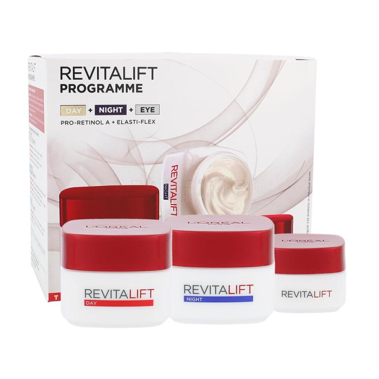 L'Oréal Paris Revitalift Pacco regalo cura quotidiana della pelle 50 ml + cura della pelle notte 50 ml +crema per contorno occhi 15 ml