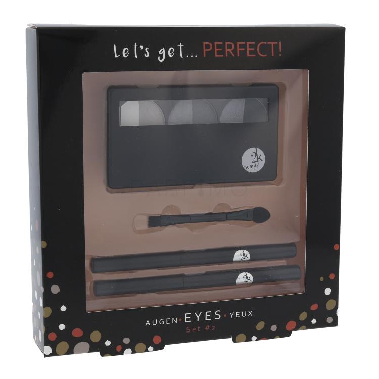 2K Let´s Get Perfect! Pacco regalo paletta di ombretti per occhi 3 x 2,2 g + applicatore per ombretti 1 pz + matita contorno occhi 0,2 g 086 + matita contorno occhi 0,2 g 087