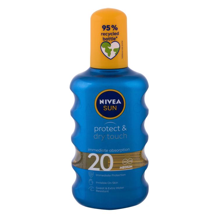 Nivea Sun Protect &amp; Dry Touch Invisible Spray SPF20 Protezione solare corpo 200 ml